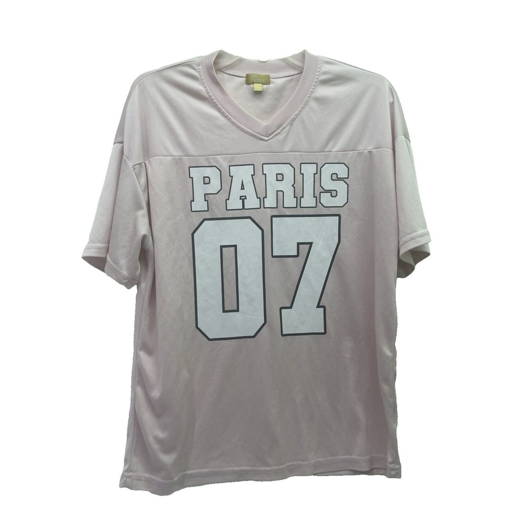 Cult Favorite Jersey Tee Women XS Pink Excellent Paris 07 Mesh V-Neck Streetwear